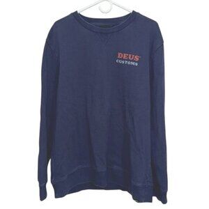 Deus Ex Machina Navy Sweatshirt XXL Recycled Cotton Mens Pullover Crewneck